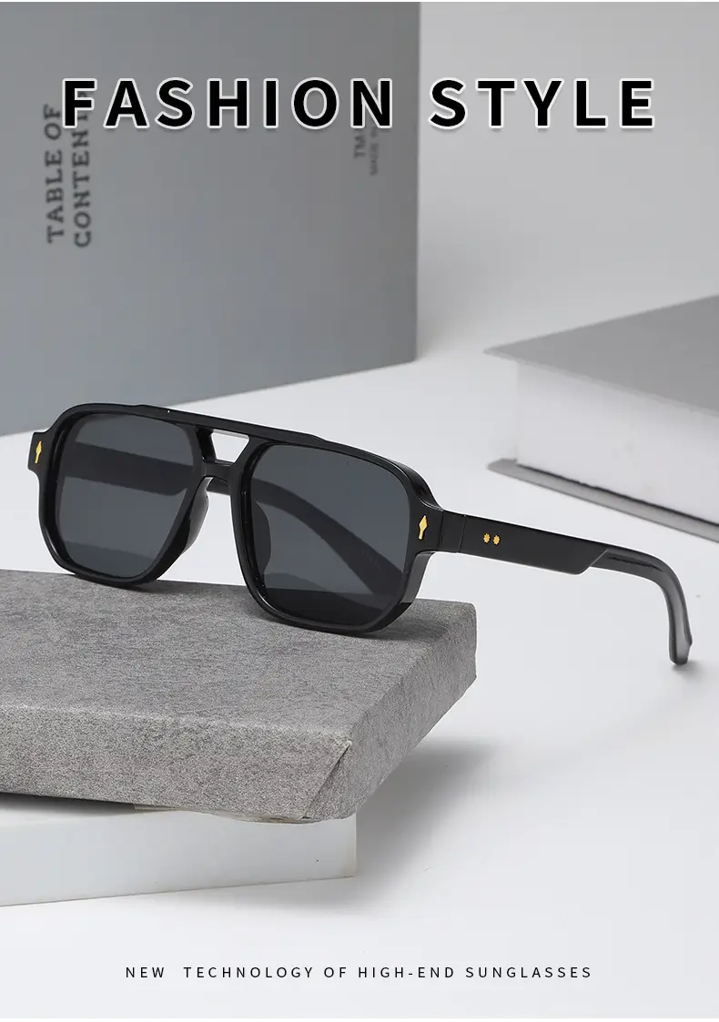 Men's Black Pilot Sunglasses with Gold Accents — feature 3