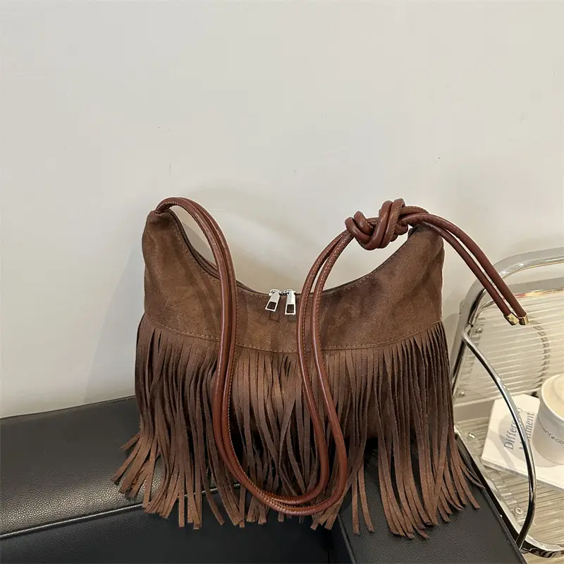 Brown Fringe Messenger Bag for Women - Image 5