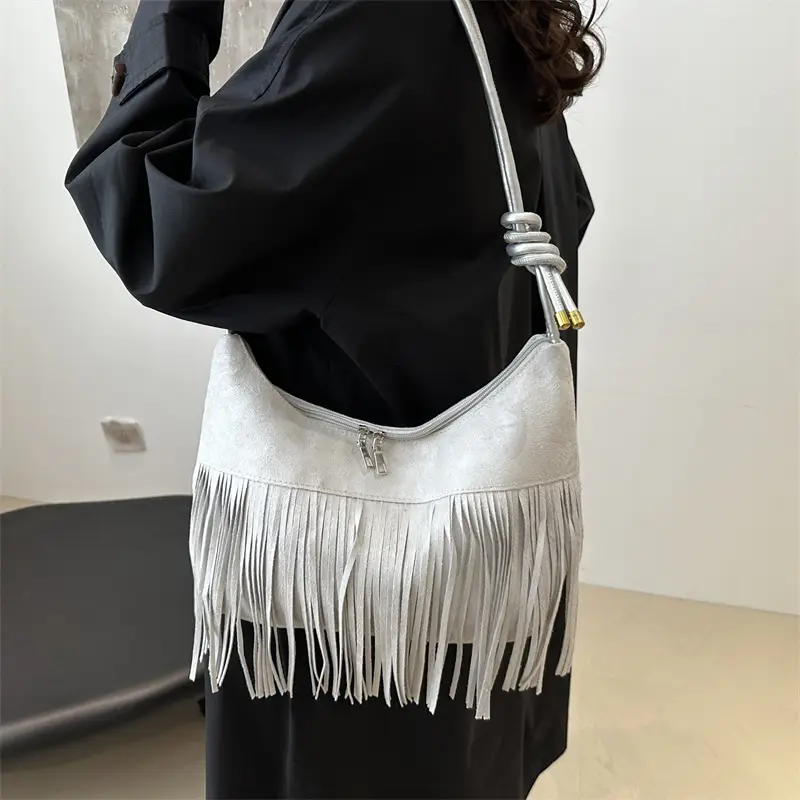 Brown Fringe Messenger Bag for Women - Image 6