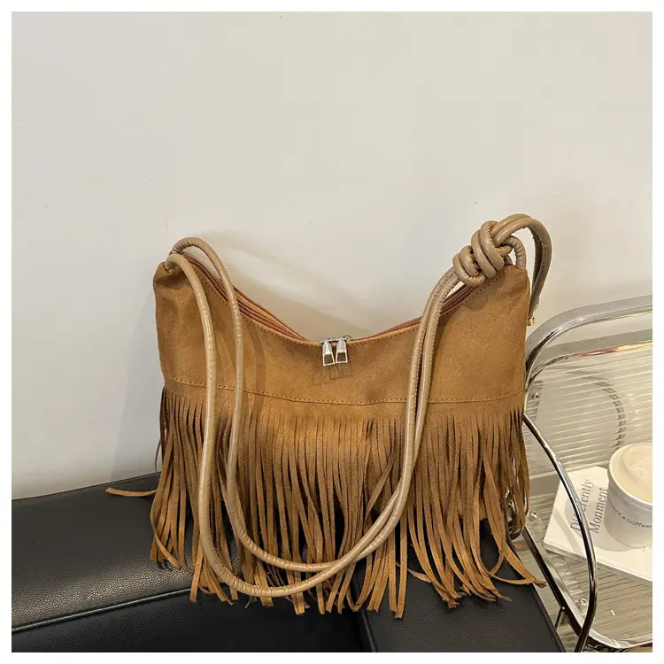 Brown Fringe Messenger Bag for Women — feature 10