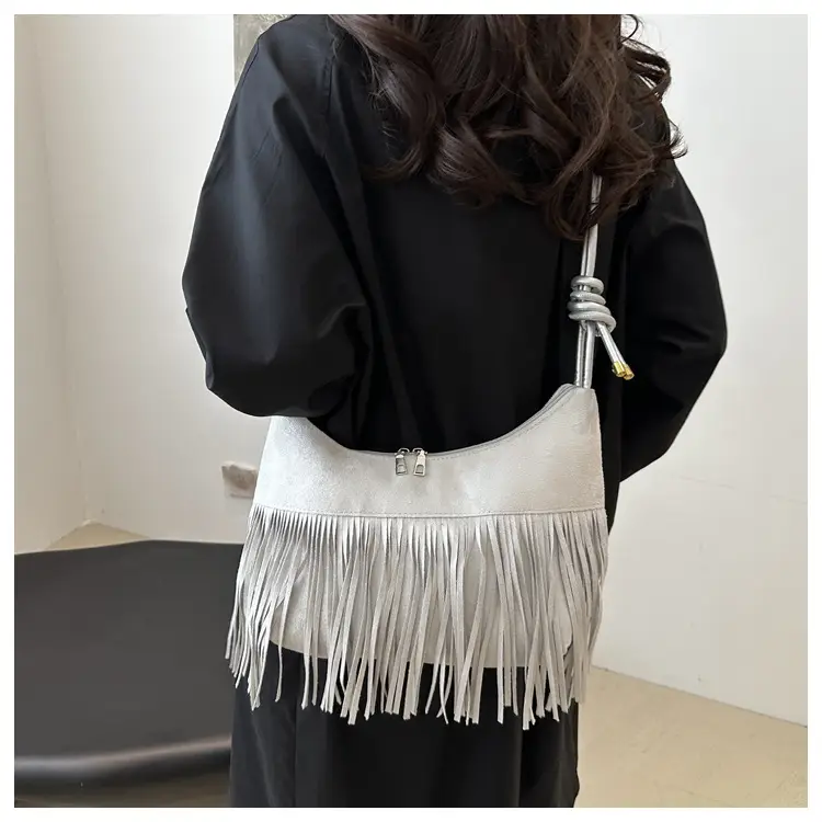Brown Fringe Messenger Bag for Women — feature 14