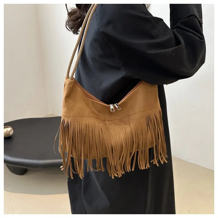 Brown Fringe Messenger Bag for Women — feature 15