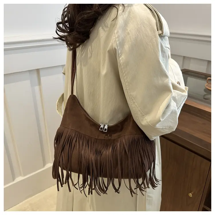Brown Fringe Messenger Bag for Women — feature 18