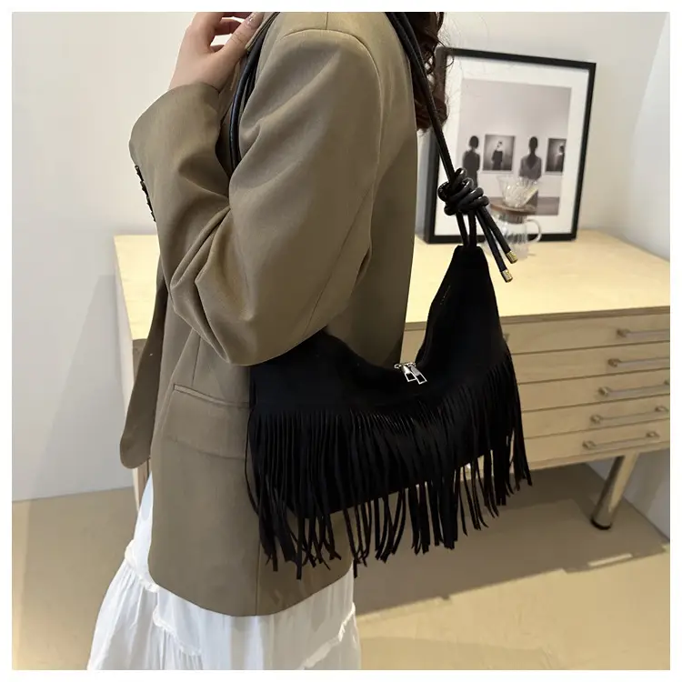 Brown Fringe Messenger Bag for Women — feature 19