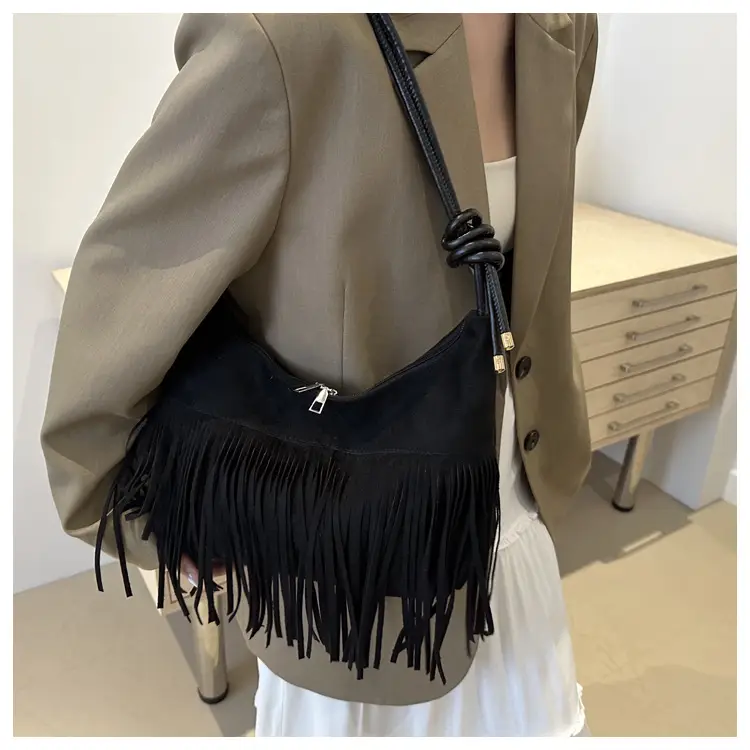 Brown Fringe Messenger Bag for Women — feature 20