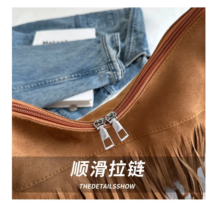 Brown Fringe Messenger Bag for Women — feature 5