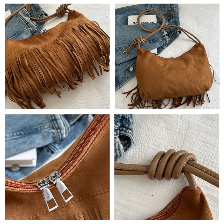 Brown Fringe Messenger Bag for Women — feature 8