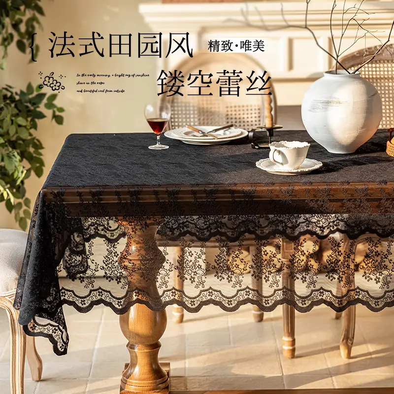 Cross-border New Style Lace Tablecloth Artistic French Style Rectangular Tablecloth White Atmosphere Sense Decoration Hollow Table Fabric
