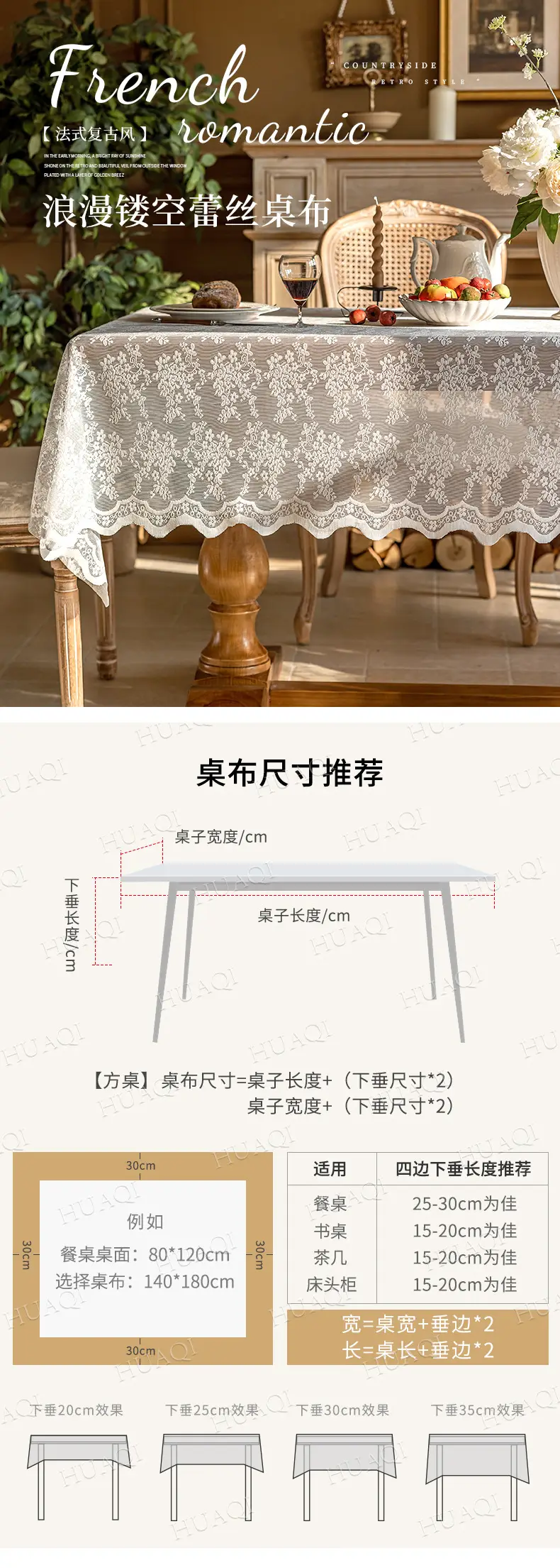 Cross-border New Style Lace Tablecloth Artistic French Style Rectangular Tablecloth White Atmosphere Sense Decoration Hollow Table Fabric — feature 3