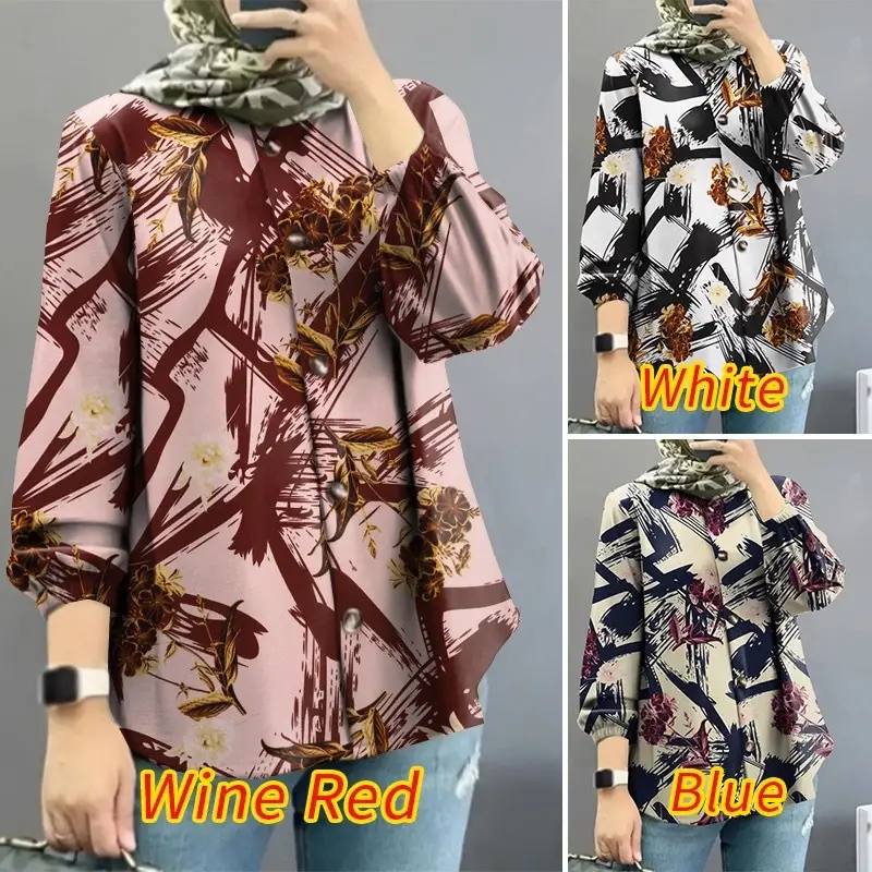 Women Muslim Floral Puff Sleeves Shirt 2025 — feature 2