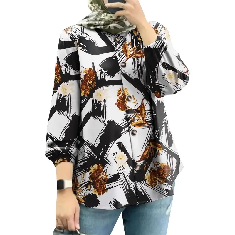 Women Muslim Floral Puff Sleeves Shirt 2025 — feature 4