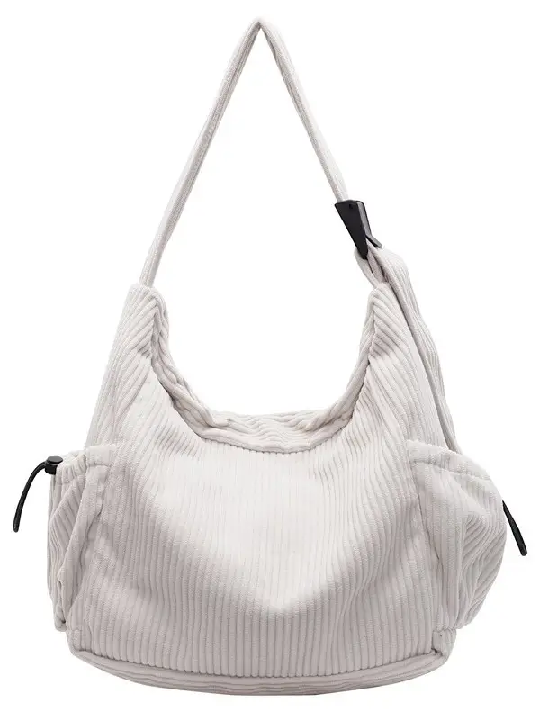 Women's Black Corduroy Shoulder Crossbody Bag Large Capacity - Image 9