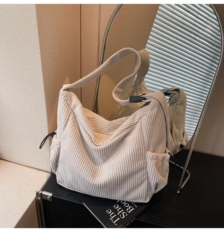 Women's Black Corduroy Shoulder Crossbody Bag Large Capacity — feature 23