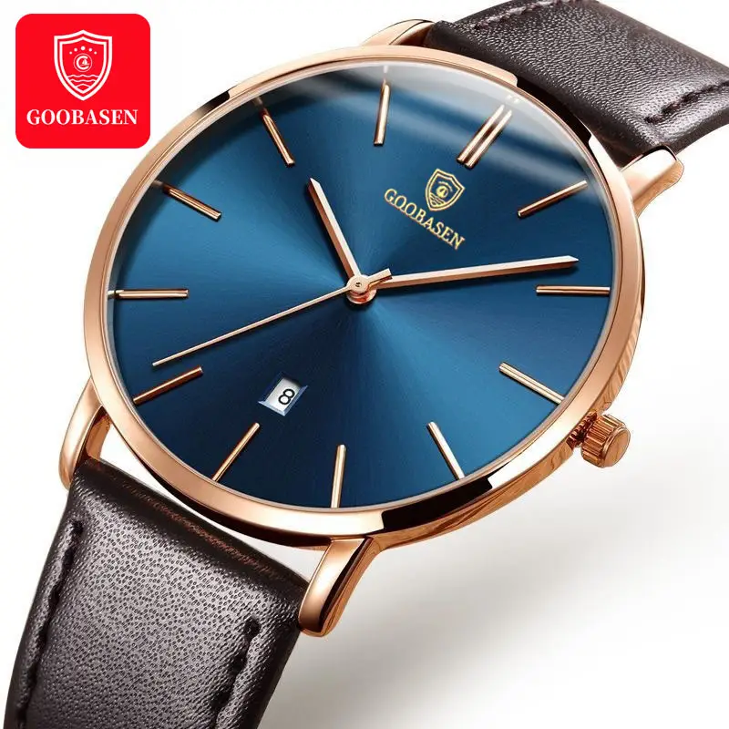 Guberson Men's Ultra-Thin Blue Watch with Calendar - Image 12