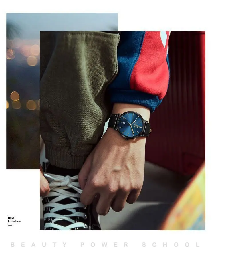 Guberson Men's Ultra-Thin Blue Watch with Calendar — feature 6