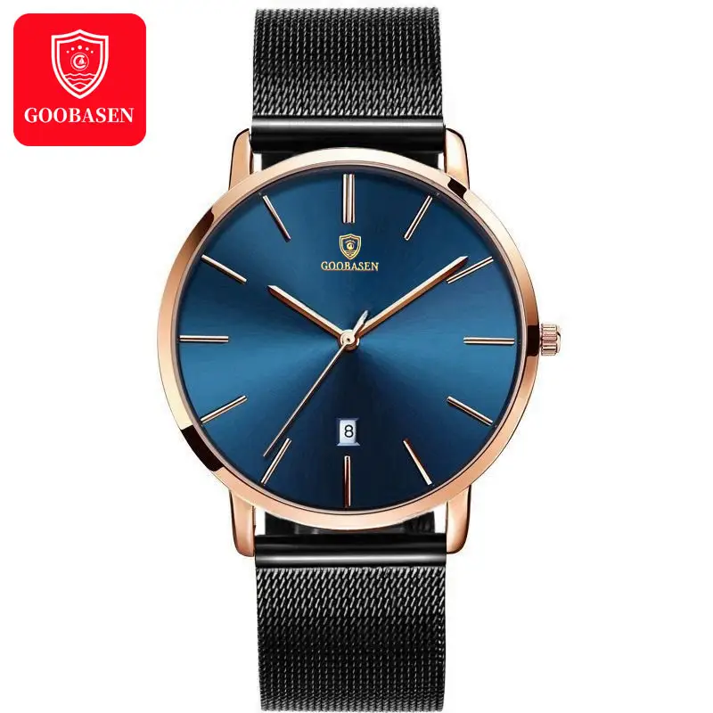 Guberson Men's Ultra-Thin Blue Watch with Calendar - Image 7