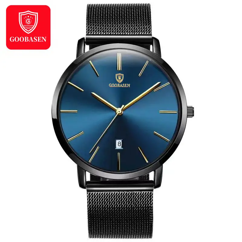Guberson Men's Ultra-Thin Blue Watch with Calendar - Image 8