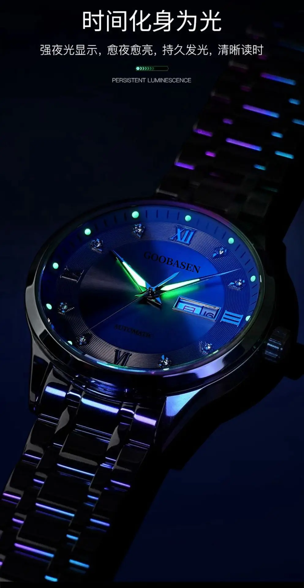 Guberson Men's Black Roman Dial Automatic Watch — feature 4