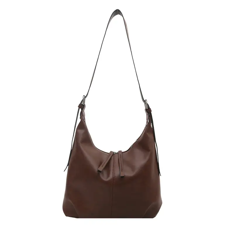 Black Textured Shoulder Tote Bag with Charm - Image 11