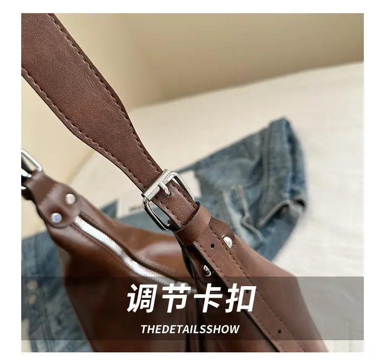 Black Textured Shoulder Tote Bag with Charm — feature 6