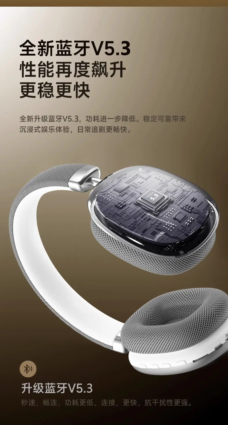P958 Bluetooth Over Ear Headphones Silver 360° Sound — feature 15
