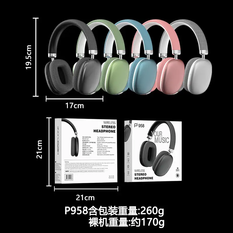P958 Bluetooth Over Ear Headphones Silver 360° Sound — feature 19