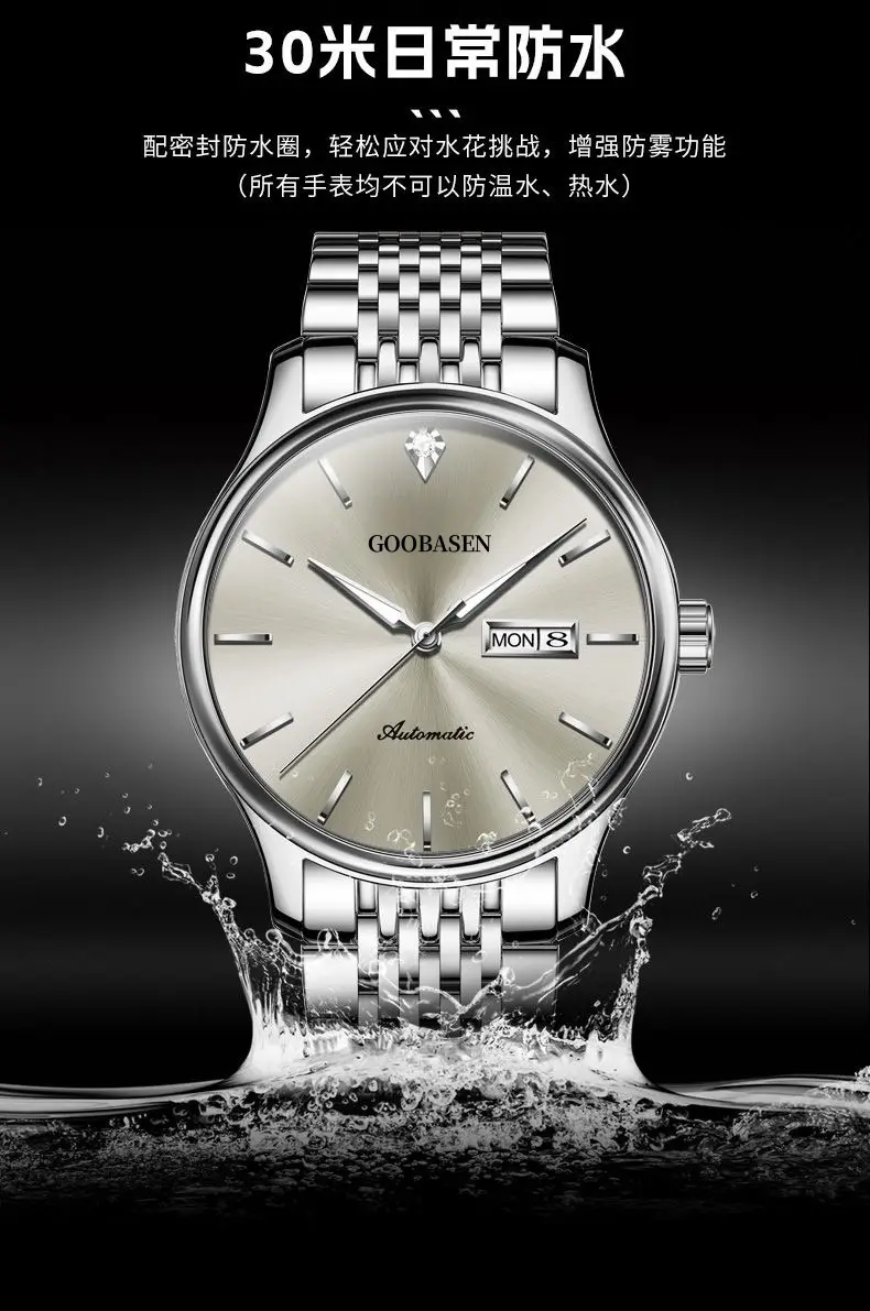 Guberson Anti-Mechanical Men's Watch Silver Stainless Steel — feature 9
