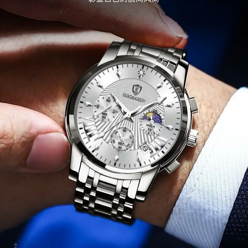 Men's Skeleton Watch Waterproof Quartz Stainless Steel - Image 8