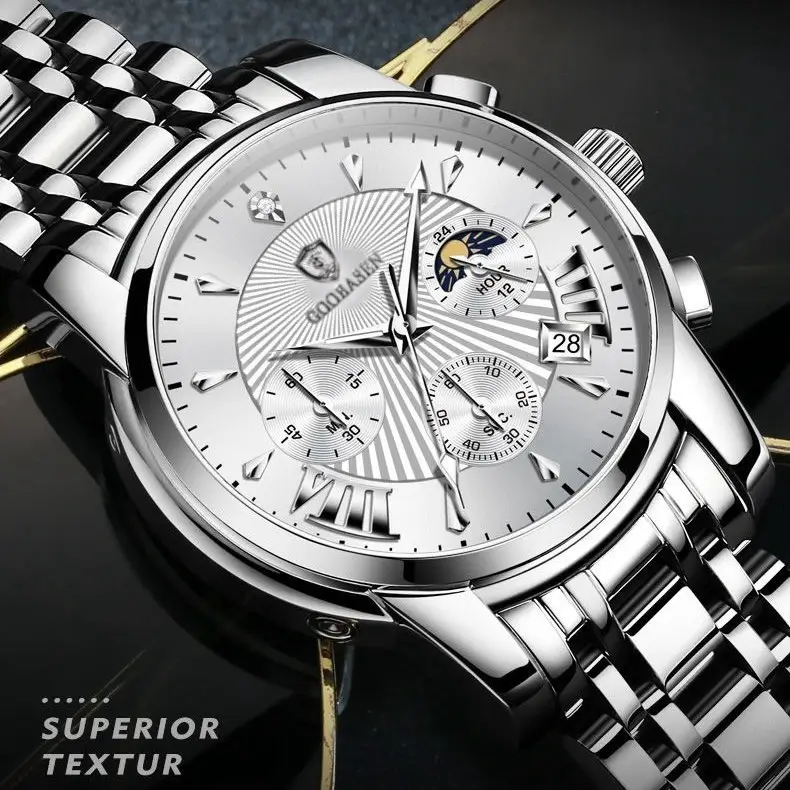 Men's Skeleton Watch Waterproof Quartz Stainless Steel - Image 9