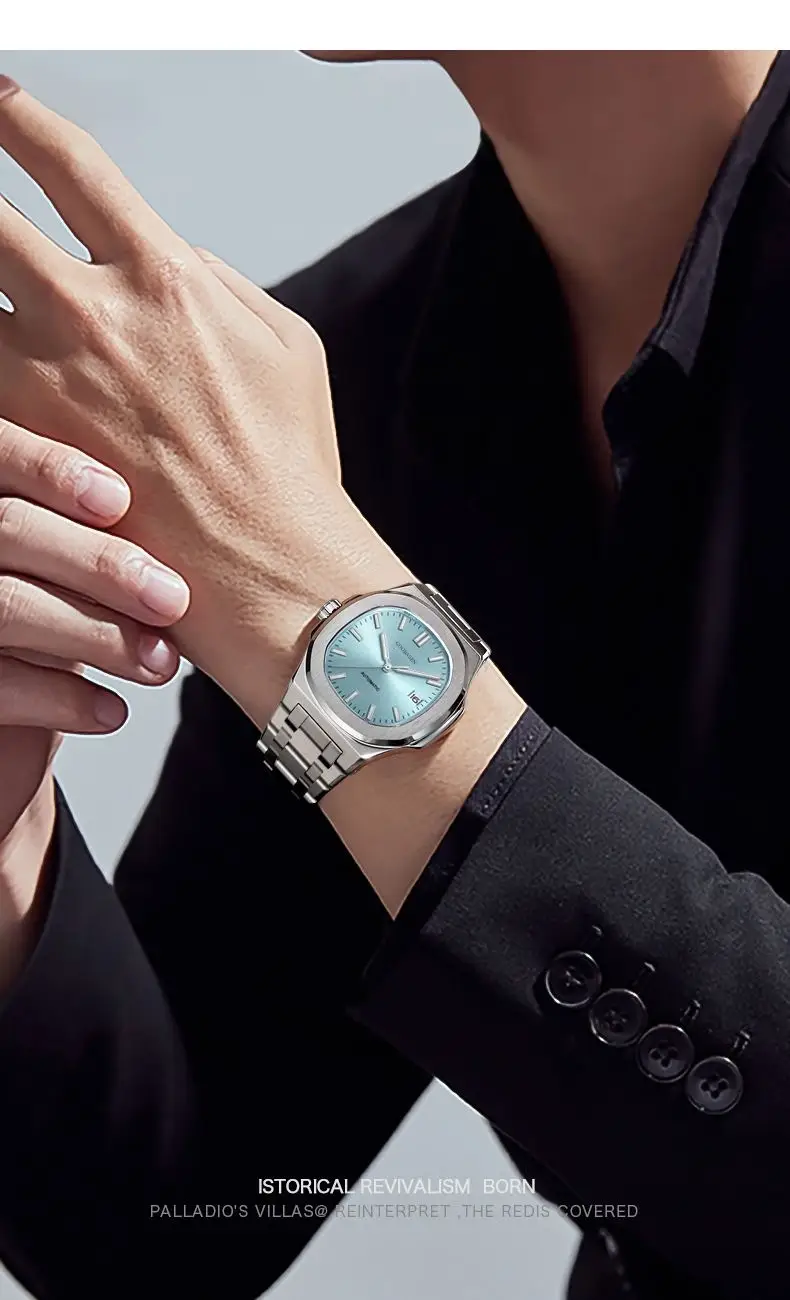 Men's Full Automatic Anti-Tremble Watch Silver Stainless Band — feature 15