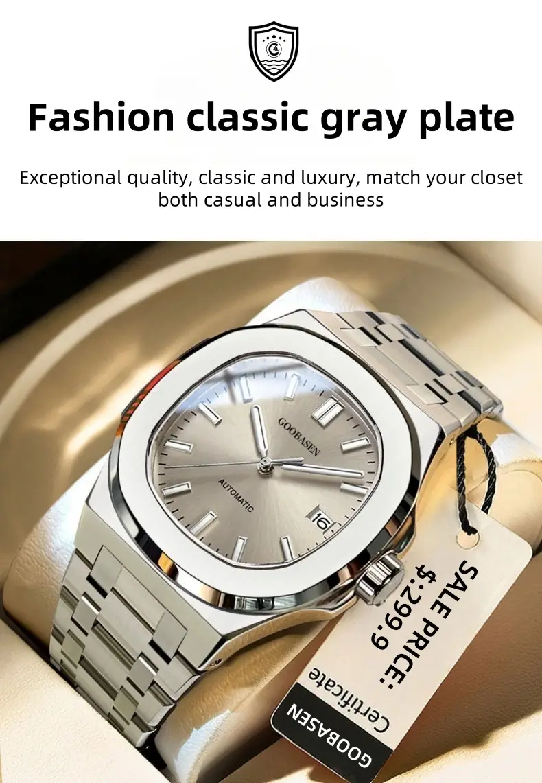Men's Full Automatic Anti-Tremble Watch Silver Stainless Band — feature 22