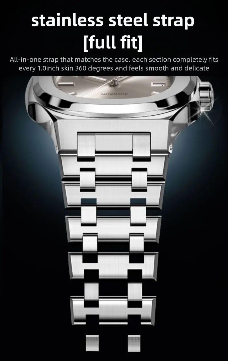 Men's Full Automatic Anti-Tremble Watch Silver Stainless Band — feature 27
