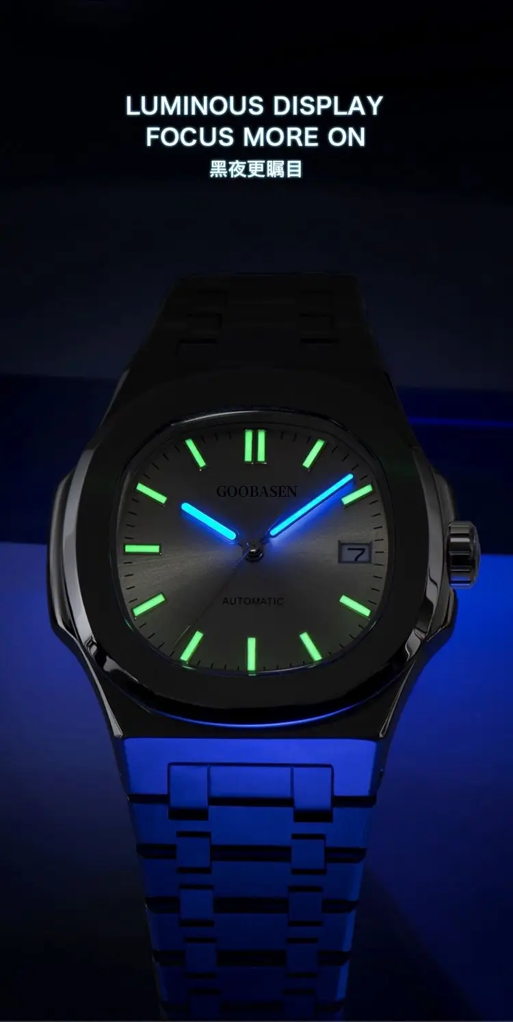 Men's Full Automatic Anti-Tremble Watch Silver Stainless Band — feature 5