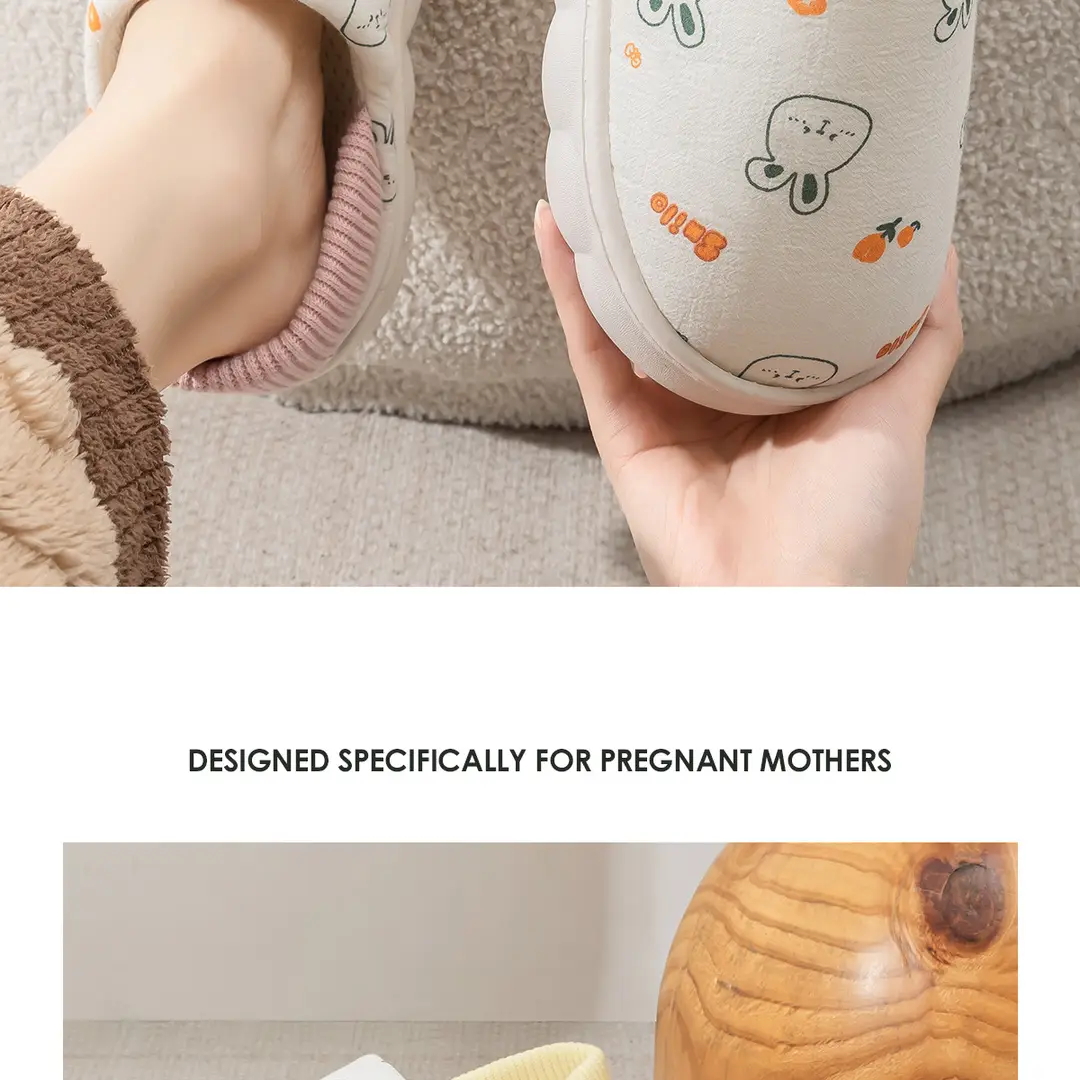 Pregnant Women's Moon Shoes Thin Autumn and Winter Comfortable Cotton Slippers Women's Postpartum Slippers Bag with Non-slip Outer Wear Soft Bottom Breathable — feature 17