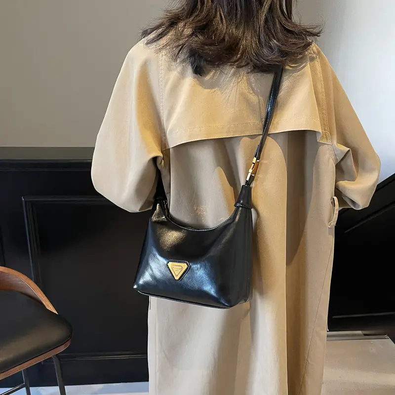 Women's Brown Square Shoulder Bag with Gold Clasp - Image 6