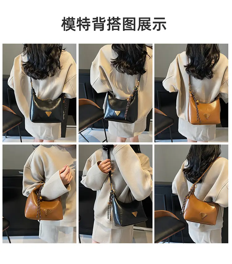 Women's Brown Square Shoulder Bag with Gold Clasp — feature 10