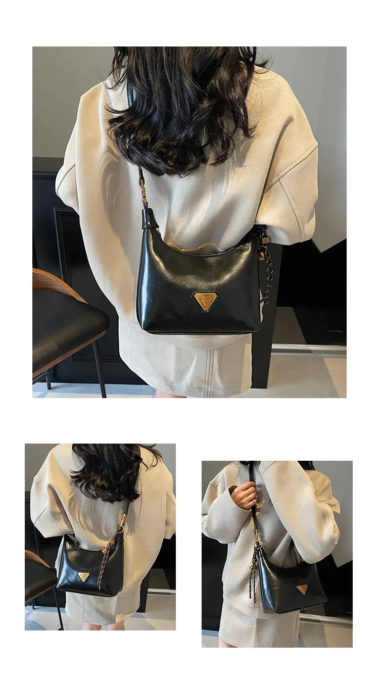 Women's Brown Square Shoulder Bag with Gold Clasp — feature 11