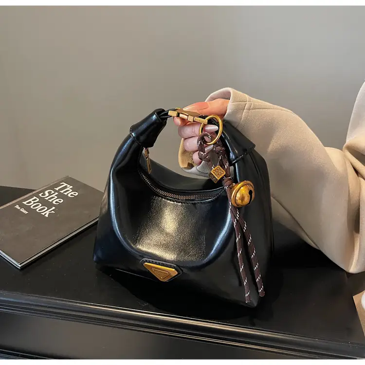 Women's Brown Square Shoulder Bag with Gold Clasp — feature 18