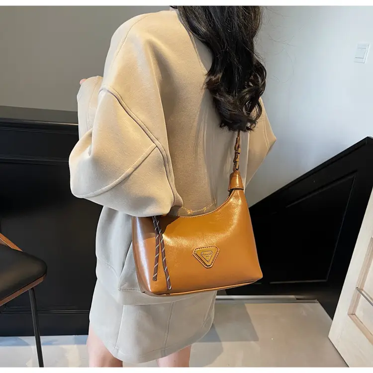 Women's Brown Square Shoulder Bag with Gold Clasp — feature 20
