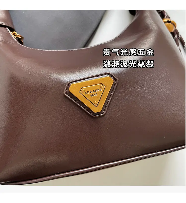 Women's Brown Square Shoulder Bag with Gold Clasp — feature 4