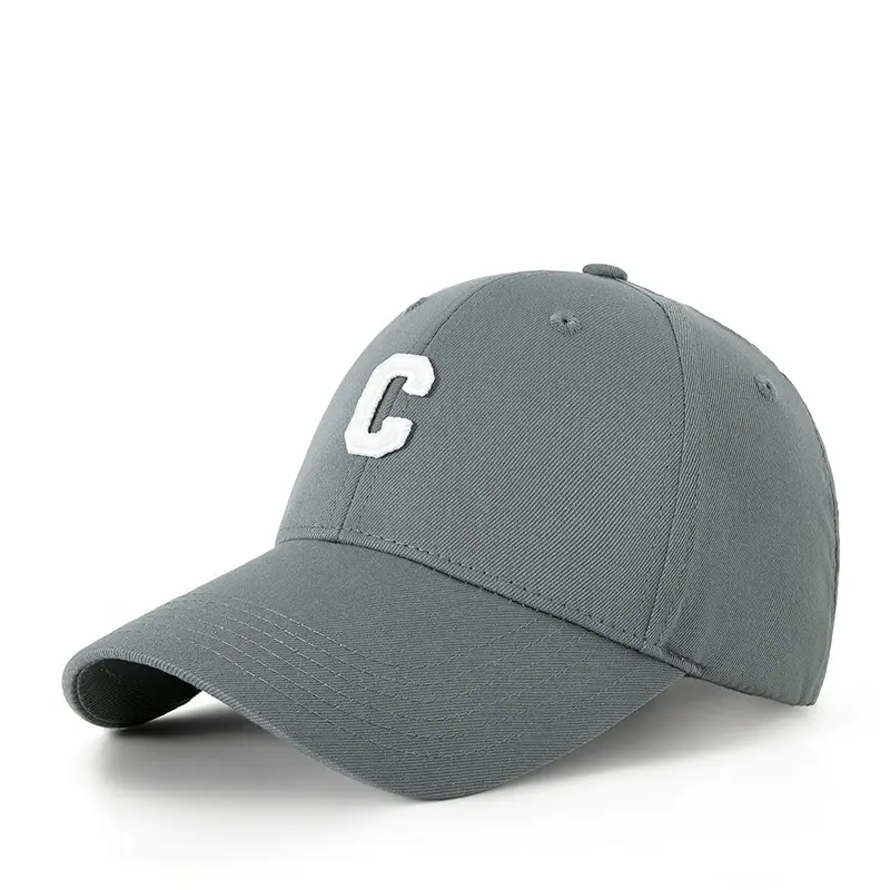 Men Black C Embroidered Baseball Cap Adjustable Outdoor Casual All-match
