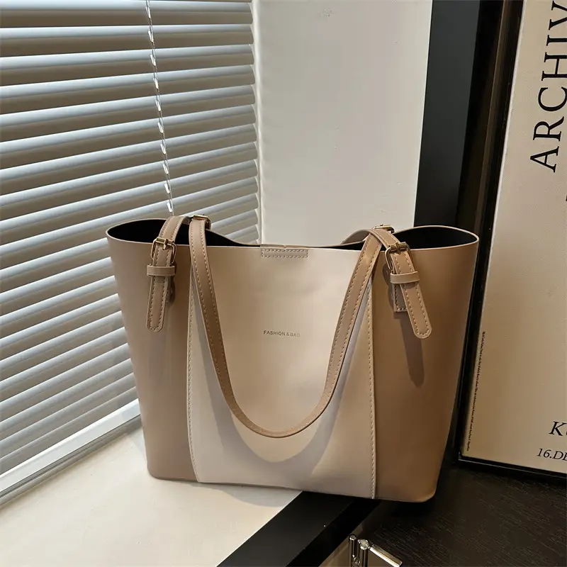 Vintage Style Shoulder Tote Bag Brown Beige 2024 Winter - Image 7