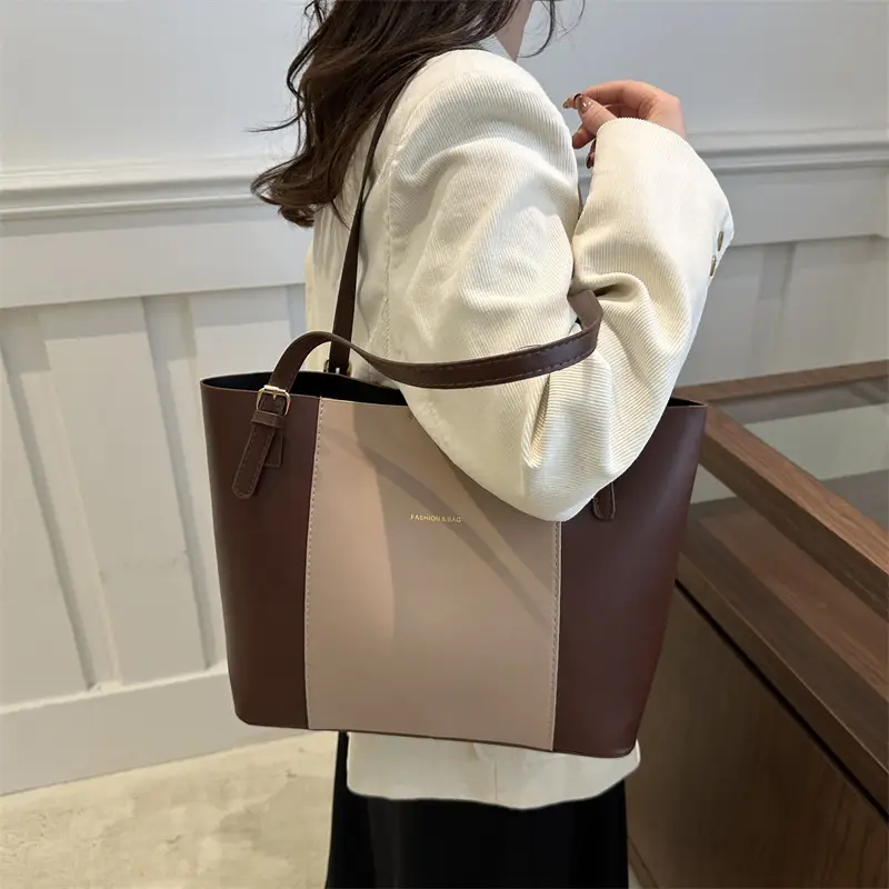 Vintage Style Shoulder Tote Bag Brown Beige 2024 Winter - Image 8
