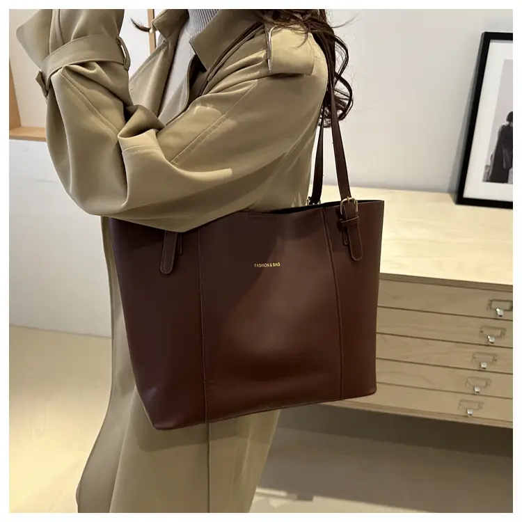 Vintage Style Shoulder Tote Bag Brown Beige 2024 Winter — feature 21