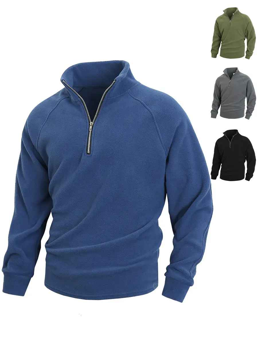 Men Brushed Plain Long Sleeve Pullover Black — feature 3
