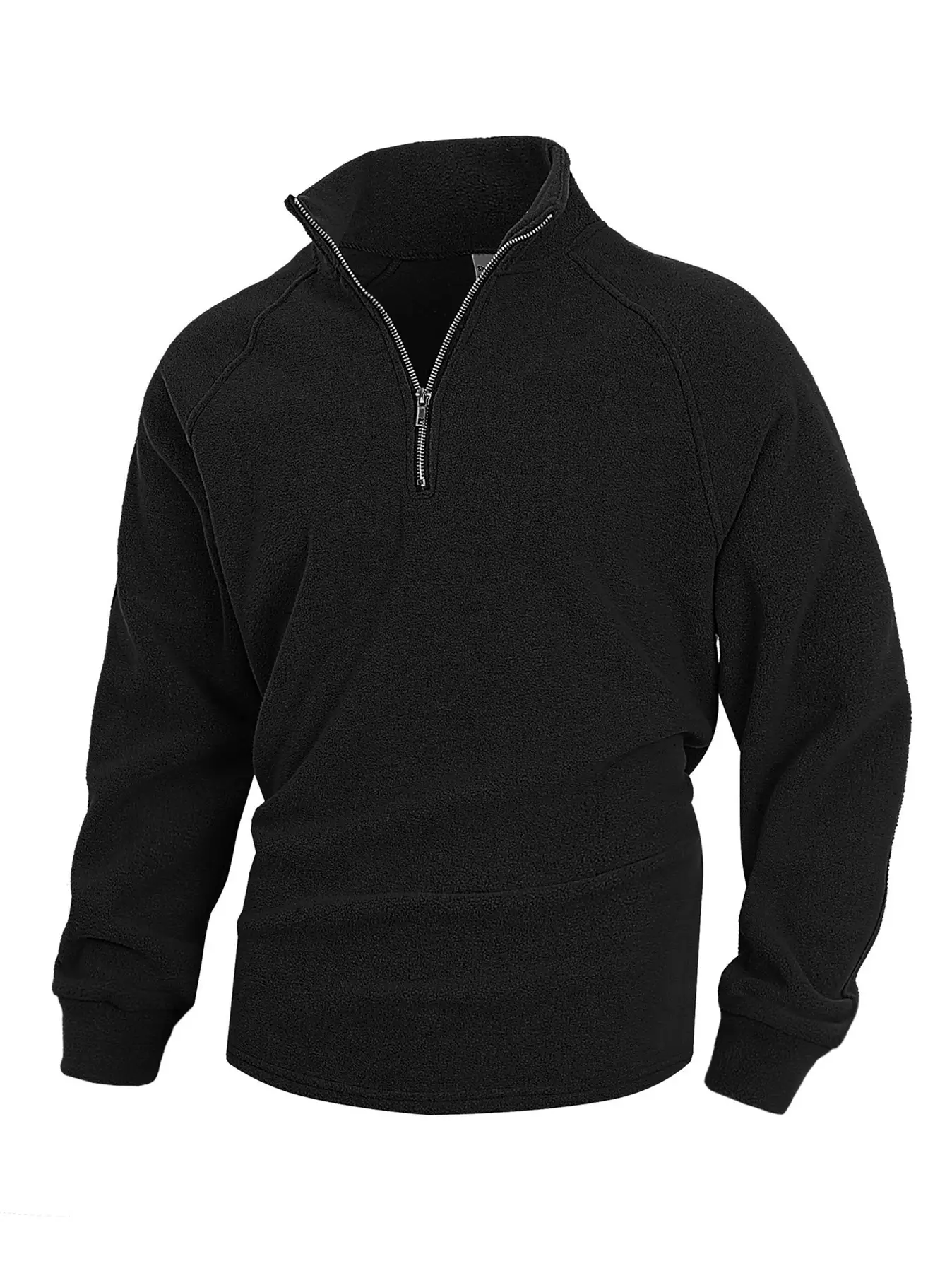 Men Brushed Plain Long Sleeve Pullover Black — feature 4