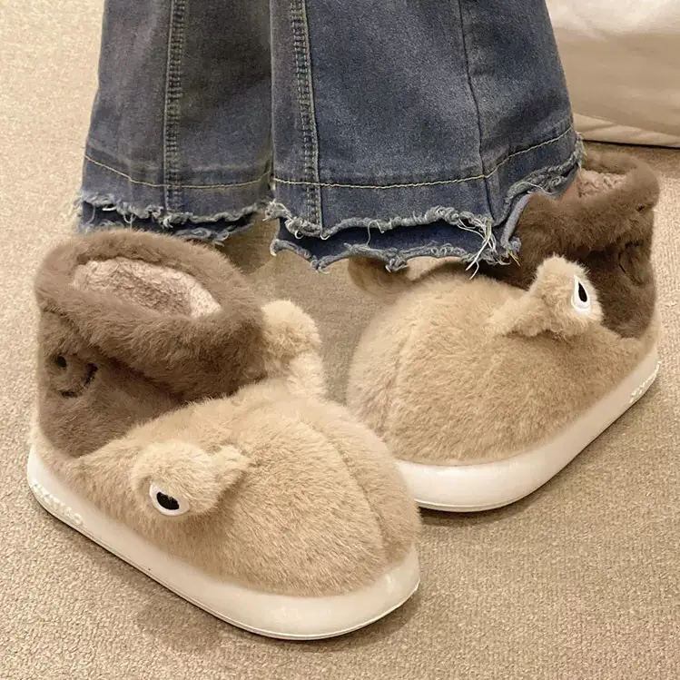 High-Top Cotton Shoes for Women, New Winter Cross-Border Style, Cute Snail Design, Fleece-Lined, Thickened, Warm, Couple's Outdoor Short Cotton Boots - Image 3