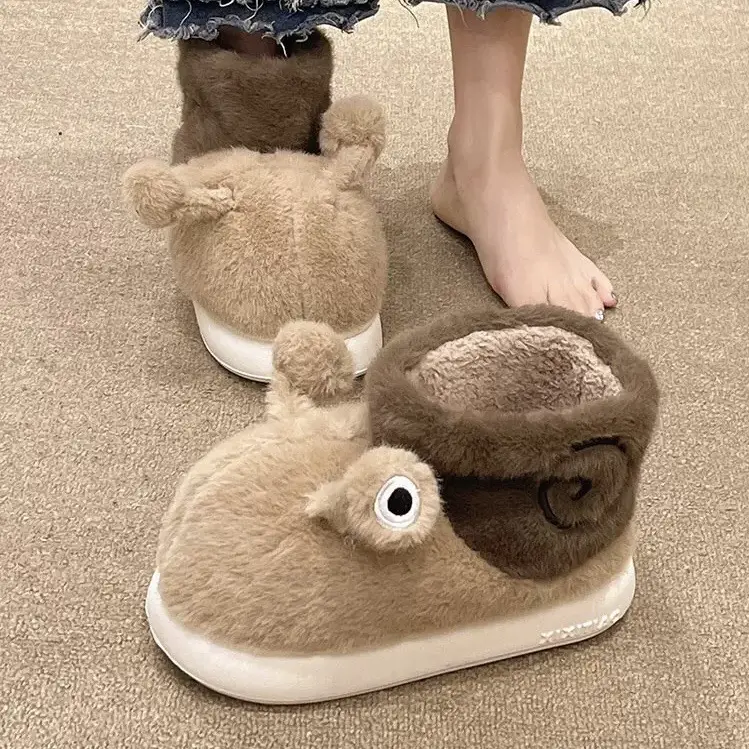 High-Top Cotton Shoes for Women, New Winter Cross-Border Style, Cute Snail Design, Fleece-Lined, Thickened, Warm, Couple's Outdoor Short Cotton Boots - Image 4