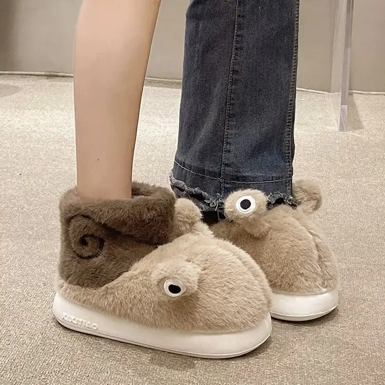 High-Top Cotton Shoes for Women, New Winter Cross-Border Style, Cute Snail Design, Fleece-Lined, Thickened, Warm, Couple's Outdoor Short Cotton Boots - Image 5