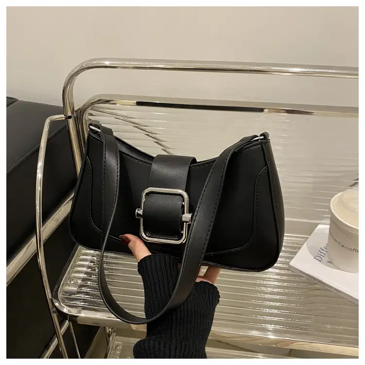 Brown Leather Shoulder Bag with Buckle Closure — feature 27